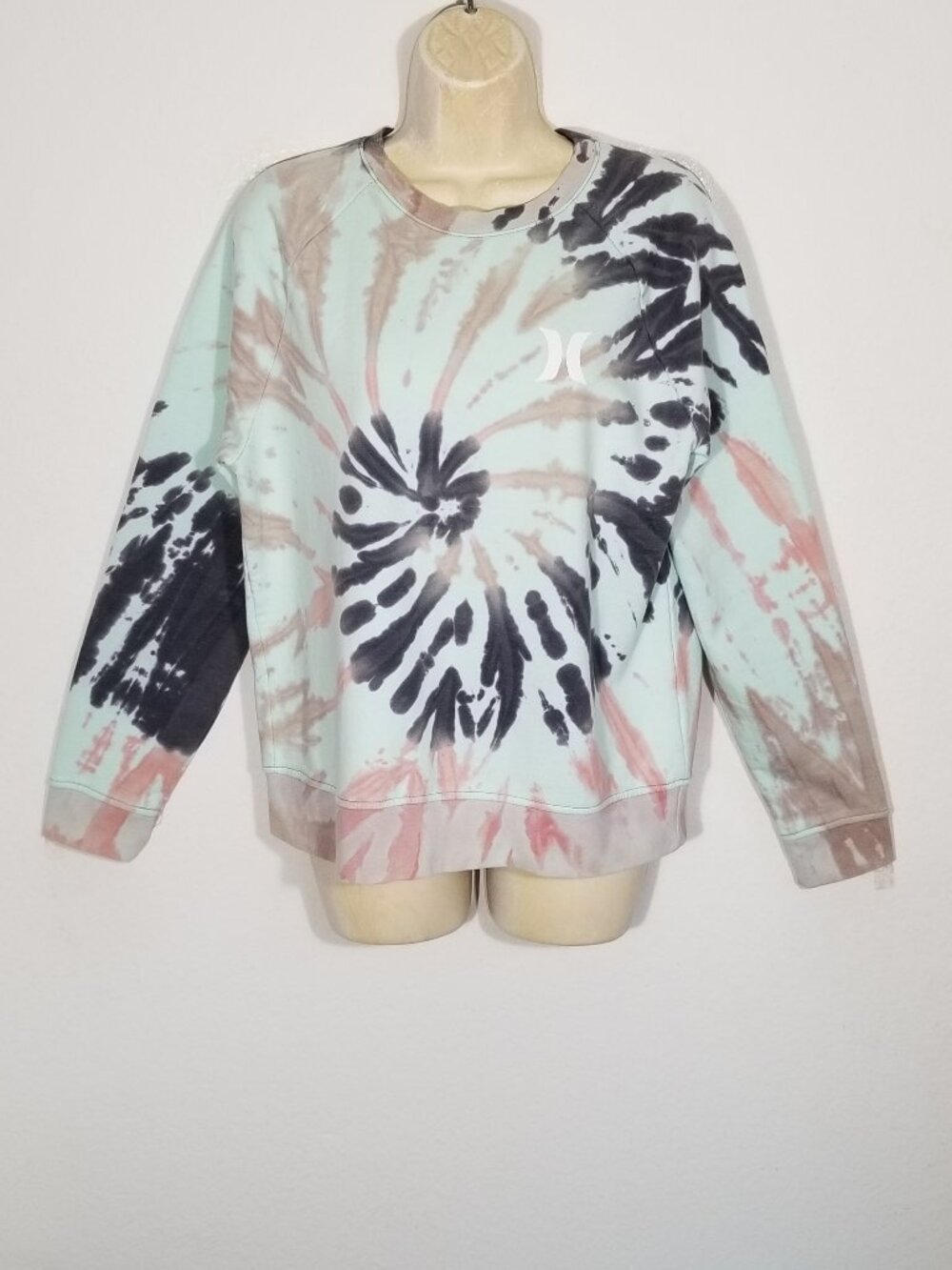 HURLEY Sweatshirt Tie-Dye Multicolor Raglan Sleeve 7173E1MD